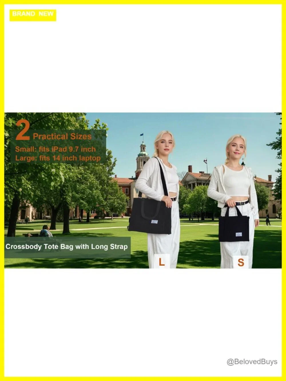 Corduroy Tote Bag with Compartments for Work Travel College